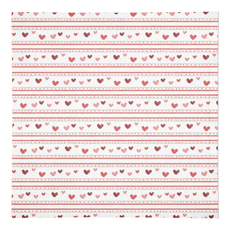 Multi Heart Stripes Pattern 10" x 10" Cotton Twill Napkin
