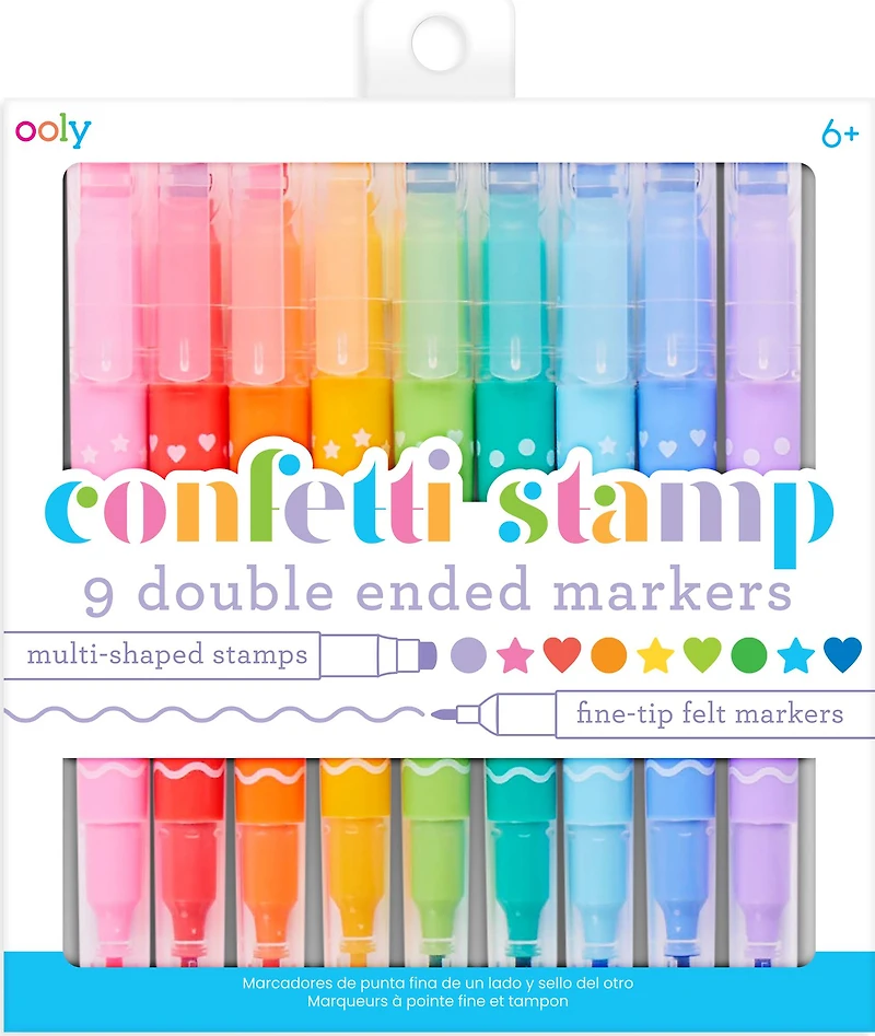 OOLY Confetti Stamp Double-Ended Markers, 9ct.