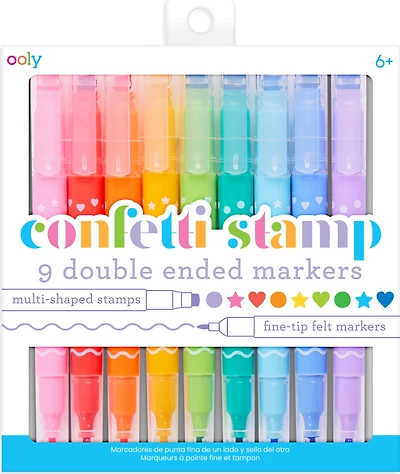 OOLY Confetti Stamp Double-Ended Markers, 9ct.