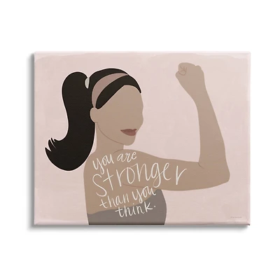 Stupell Industries You're Stronger Than You Think Phrase Motivational Woman Canvas Wall Art