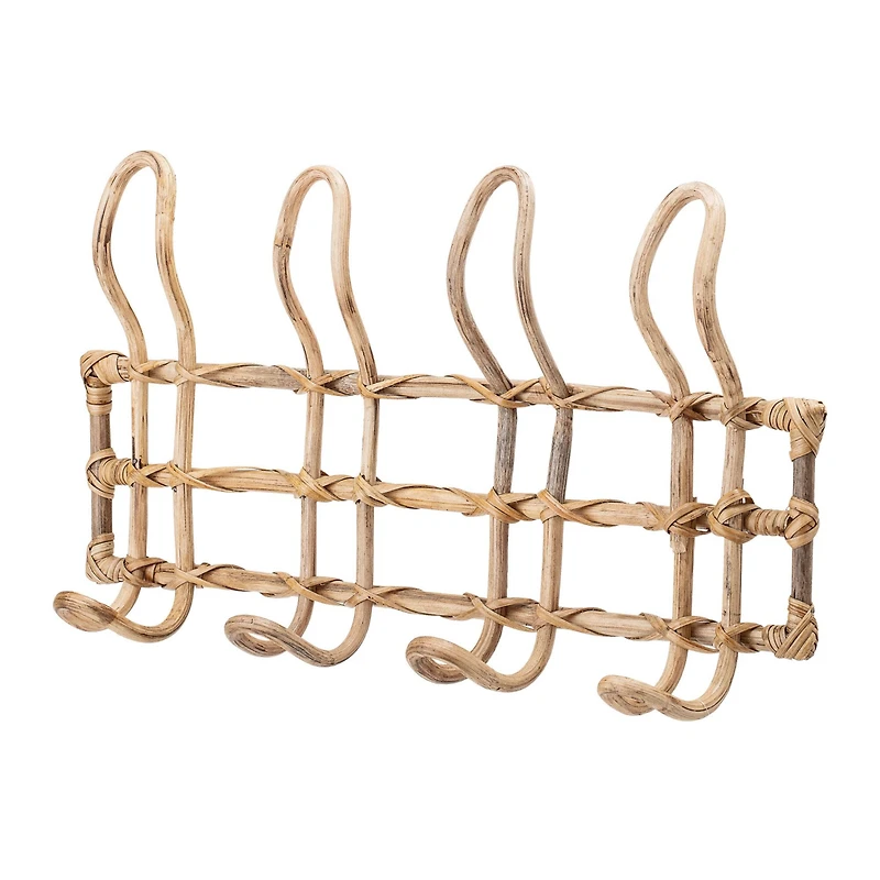 Hello Honey® Beige Rattan Wall Hanger with 4 Hooks
