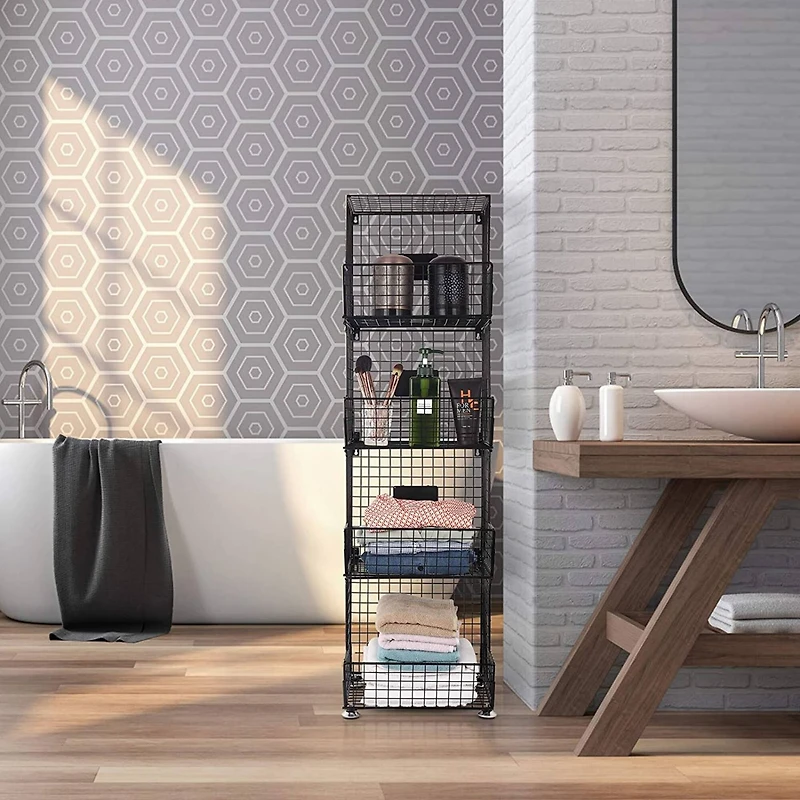 Black 4-Tier Rolling Fruit Cart