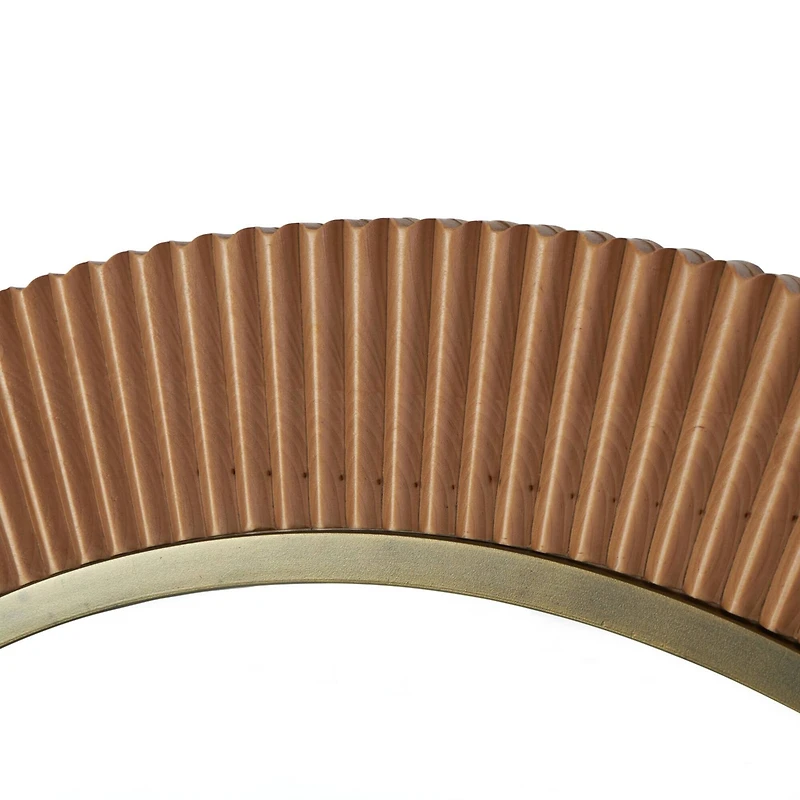  43" Brown Wood  Fluted Room Wall Mirror with Scalloped Edge