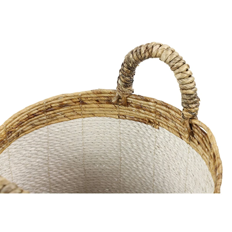 White Seagrass Coastal Storage Basket Set