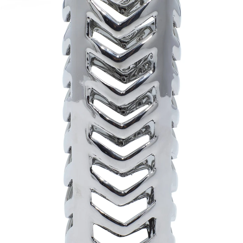 Set of 2 Silver Stoneware Glam Vase, 4" x 11"