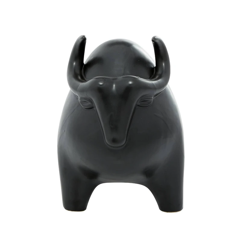 The Novogratz Black Porcelain Contemporary Buffalo Sculpture, 11" x 8" x 16"