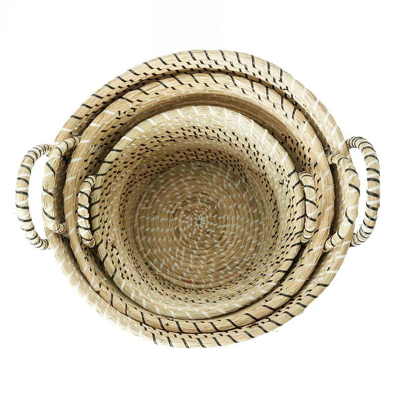 Beige Seagrass Modern Storage Basket Set