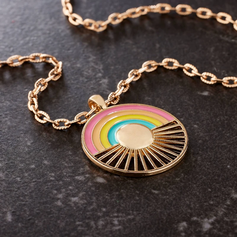 Rainbow Burst Circle Pendant by Bead Landing™