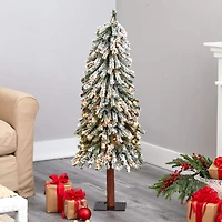 4ft. Pre-Lit Flocked Grand Alpine Artificial Christmas Tree, Clear LED Lights