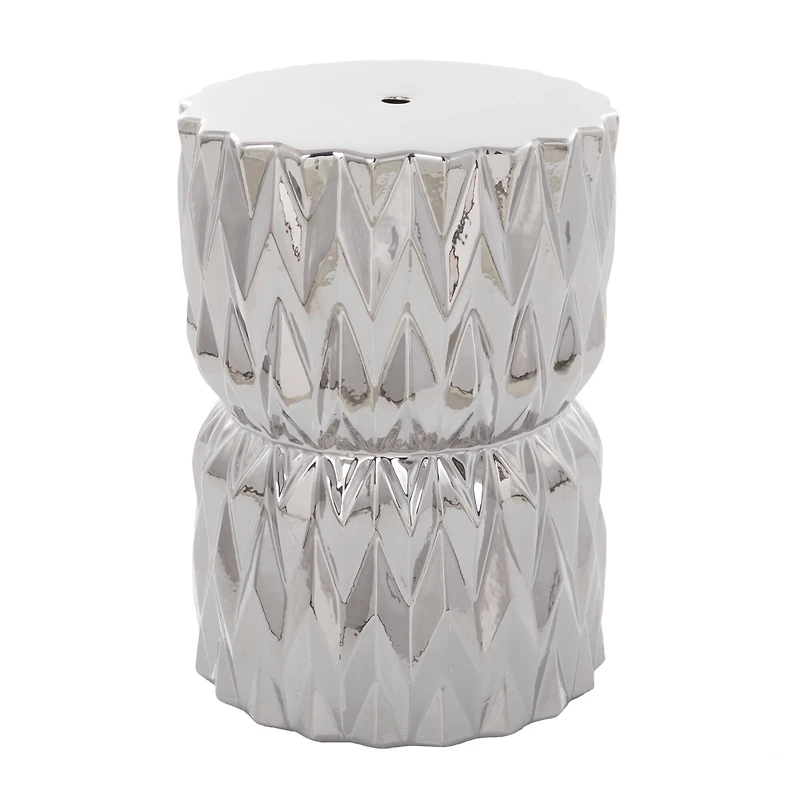 Silver Ceramic Modern Accent Table, 18" x 13" x 13"