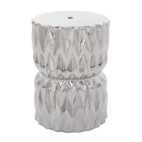 Silver Ceramic Modern Accent Table, 18" x 13" x 13"