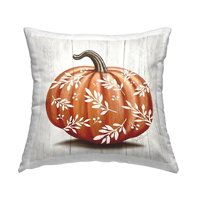 Stupell Industries Rustic Pumpkin Leaf Sprig Throw Pillow