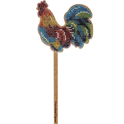 Wonderland Crafts Rooster on a Stick Bead Embroidery on Wood Kit