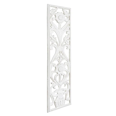 American Art Décor™ 48" Hand-Carved Floral Wood Panel Wall Art Décor