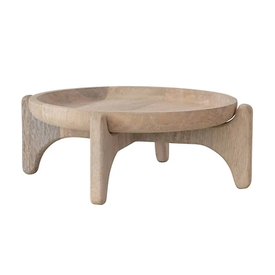 Hello Honey Round Wooden Platter with Stand, Natural