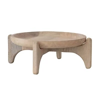 Hello Honey Round Wooden Platter with Stand, Natural