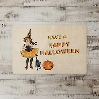 Happy Halloween Tutu Witch Girl Floor Mat