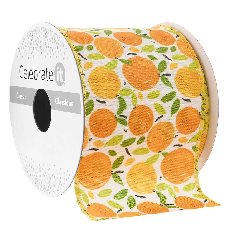 2.5" x 3yd. Wired Orange Print Ribbon by Celebrate It™ Classic