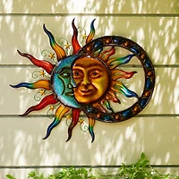 Glitzhome® 33.5" Metal Sun & Moon Wall Décor