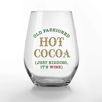 15oz. Old Fashioned Hot Cocoa Printed Stemless Wine Glass