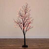 5ft. Orange & Purple LED Pre-Lit Halloween Deluxe Black Twig Artificial Fall Tree
