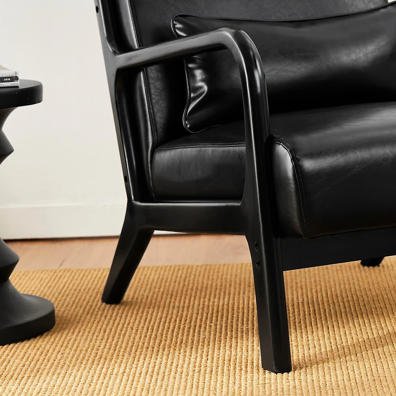 Glitzhome® Mid-Century Faux Leather Accent Chair