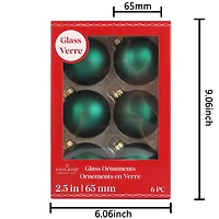 6 Pack 2.5" Emerald Glass Ball Ornaments by Ashland®