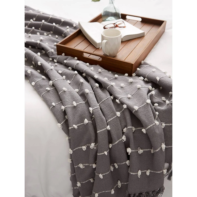 DII® Gray Woven Loop Throw