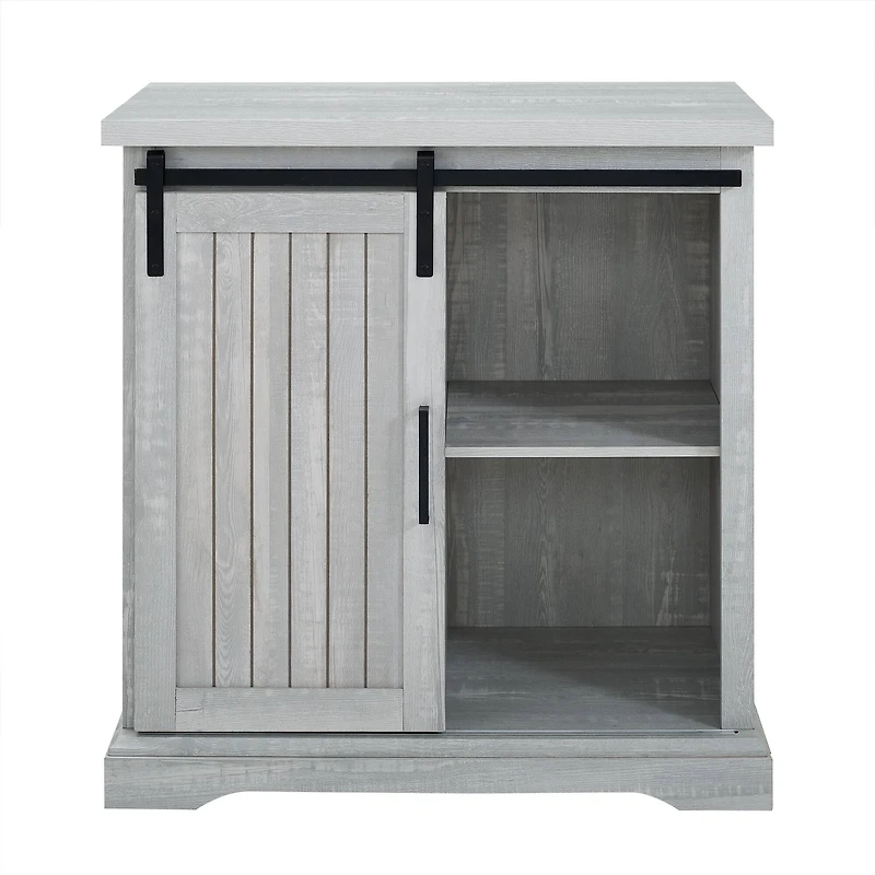 Walker Edison 32" Stone Grey Sliding Grooved Door Modern Accent Cabinet