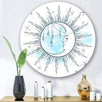 Designart - Blue Crescent Moon With Moonstone Pendants & Stars