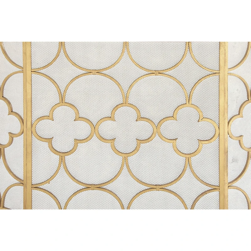 Gold Metal Contemporary Fireplace Screen, 35" x 50" x 1"