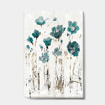Designart - Fields of Turquoise Watercolor Flower I