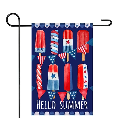 Hello Summer Patriotic Americana Popsicle Garden Flag