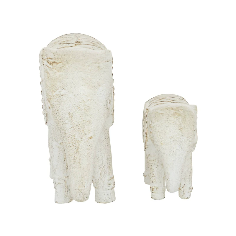 White Bohemian Elephant Sculpture Set