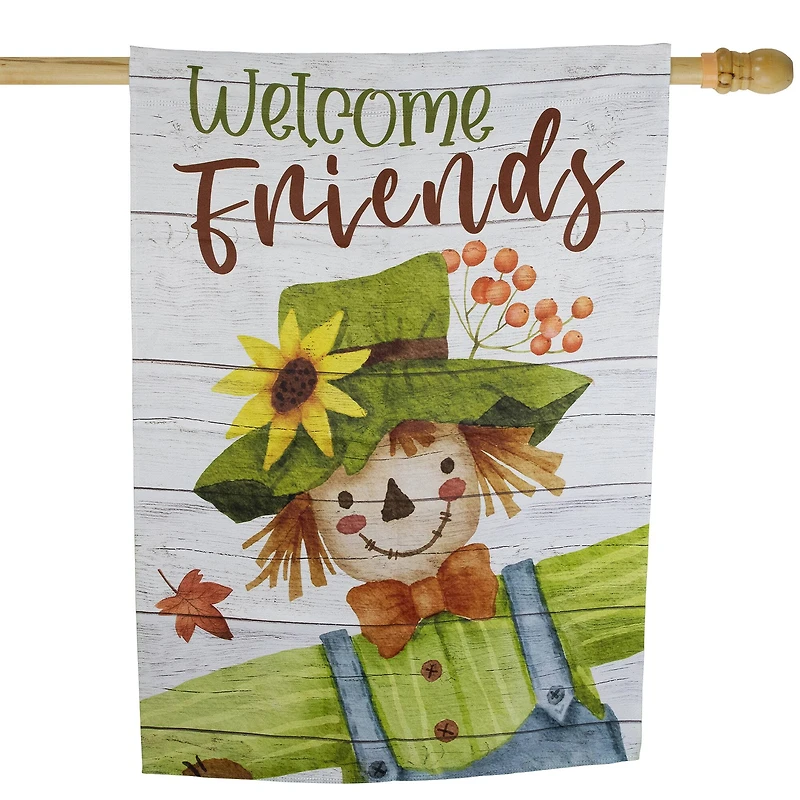 40" x 28" Scarecrow Welcome Friends Fall Harvest Outdoor House Flag