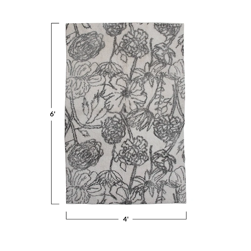 Hello Honey® Cotton Tufted Rug With Flower Pattern, 4ft. x 6ft.