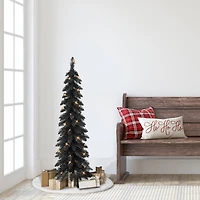 4ft. Pre-Lit Black Artificial Alpine Pencil Christmas Tree, Clear Lights