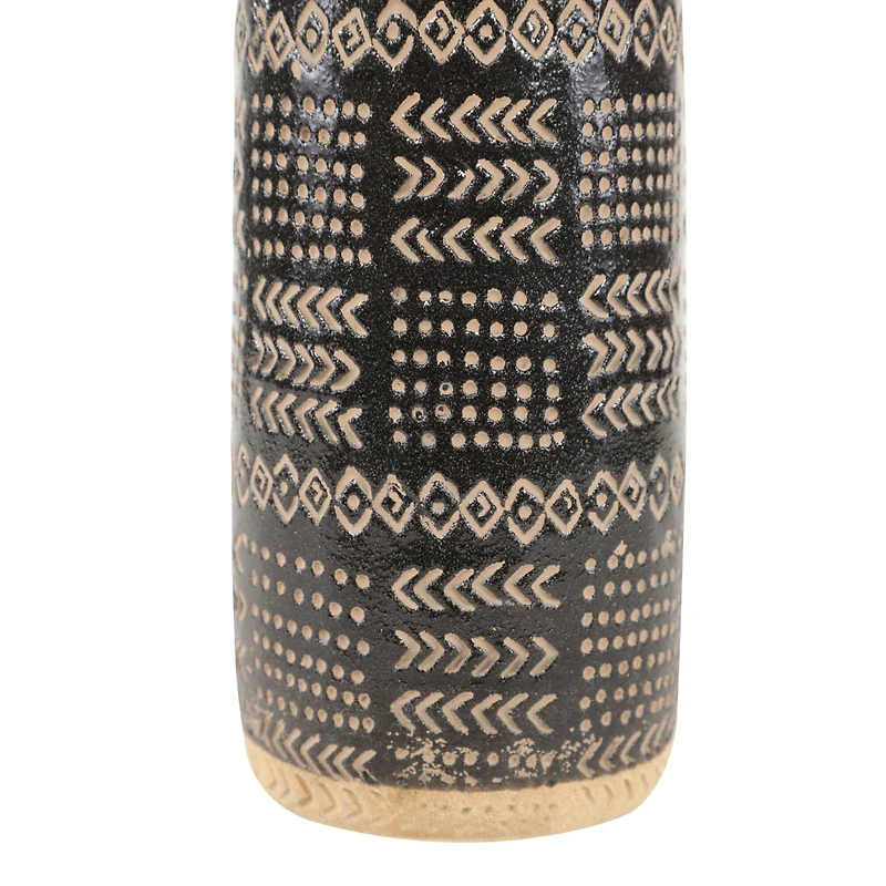 Black Porcelain Eclectic Vase, 18" x 6" x 6"