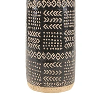 Black Porcelain Eclectic Vase, 18" x 6" x 6"