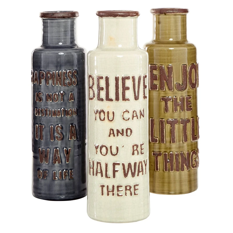 Brown Ceramic Farmhouse Vase Set