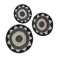 Set of 3 Black Cotton Rustic Wall Decor 24", 20", 16"