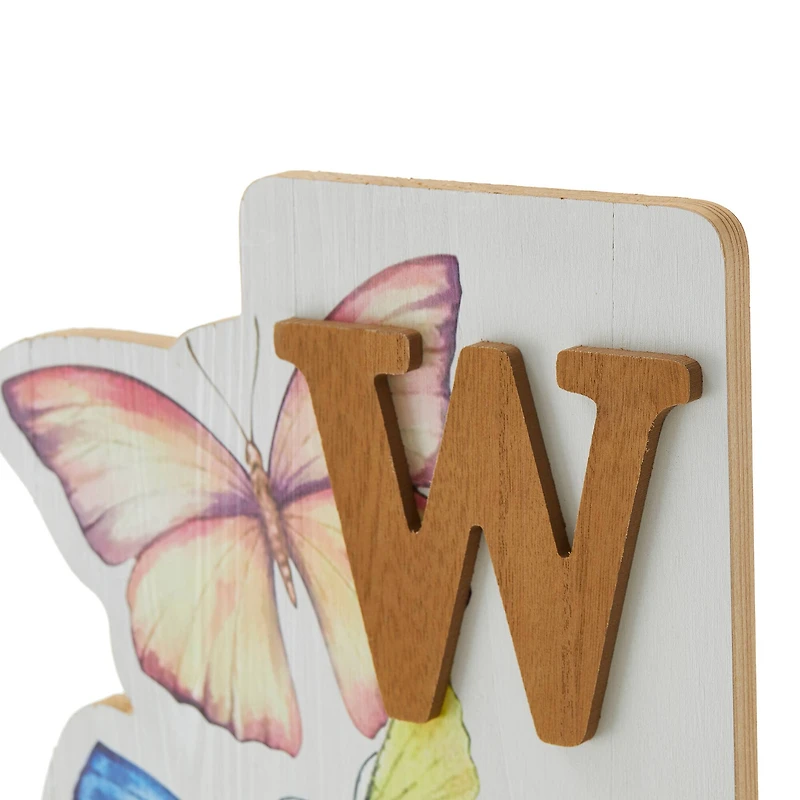 Glitzhome® 42" Wood Butterfly WELCOME Porch Sign