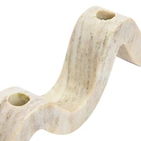 Hello Honey® 14.5" Beige Modern Marble and Brass Wave Double Taper Holder