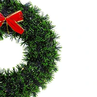 17" Pre-Lit LED Green Tinsel Artificial Wreath With Bow