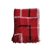 Hello Honey® Red, White & Black Plaid Brushed Flannel Throw with Fringe