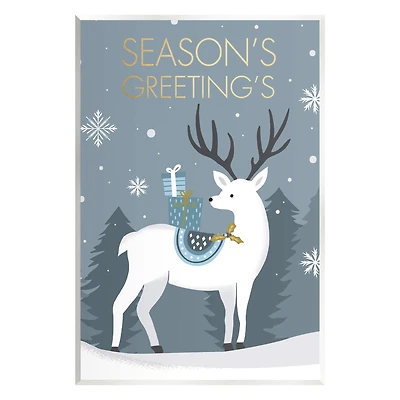 Stupell Industries Season's Greetings Holiday Reindeer Wall Plaque Art