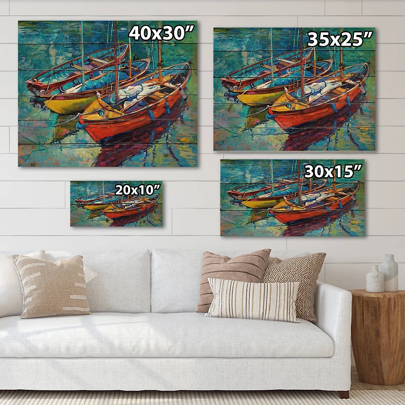 Designart - Three Boats In The Harbor