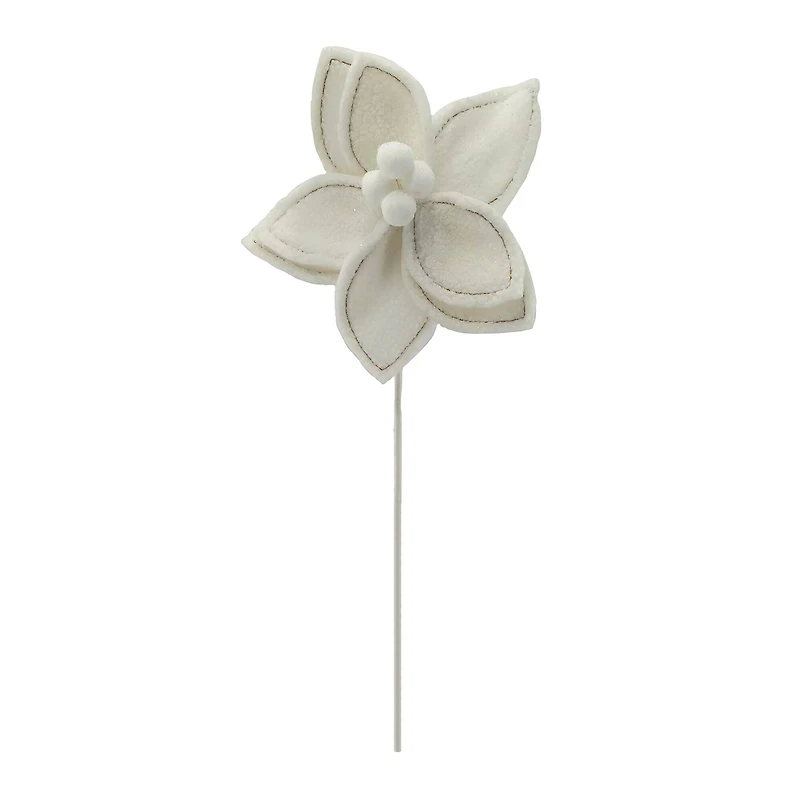 22.5" White Glitter Poinsettia Stem by Ashland®