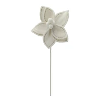 22.5" White Glitter Poinsettia Stem by Ashland®