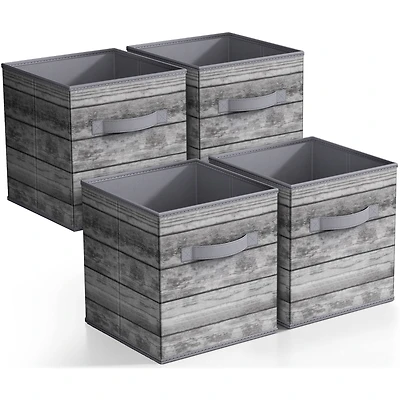 Sorbus 11" Gray Wood Pattern Foldable Storage Cubes, 4ct.